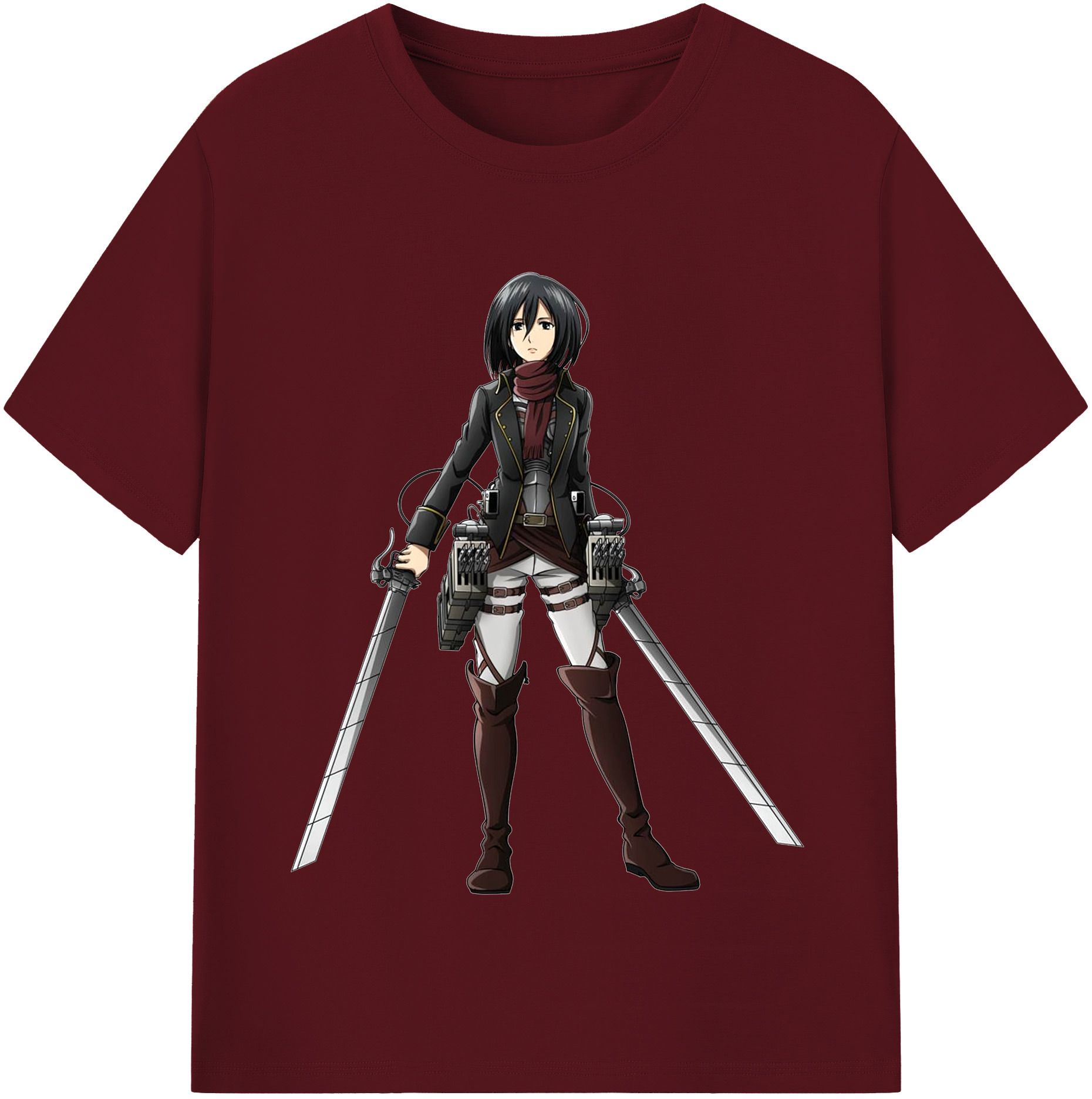 （画像用） 進撃の巨人 ミカサ·アッカーマン Attack on Titan Mikasa Ackerman 綿100％半袖Tシャツ（フロントプリント）